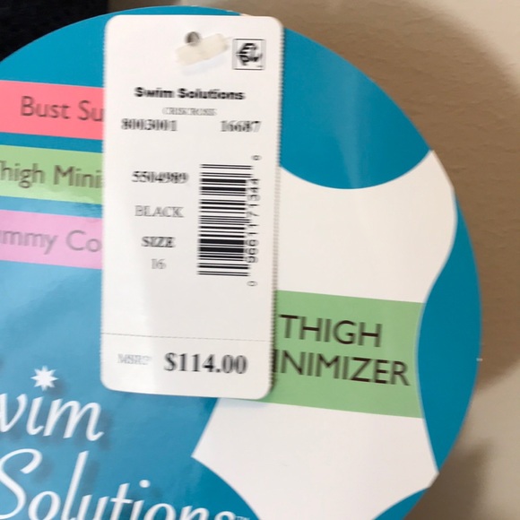 NWT Swim Solutions Black One-Piece Swimsuit - Picture 5 of 12